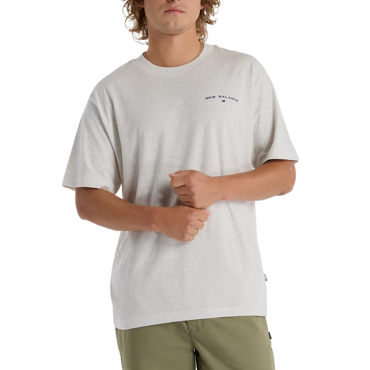 New Balance T Shirts Men s Heather Cool Gray Crew Neck Moderate Straight Fit MT51507-AHH L