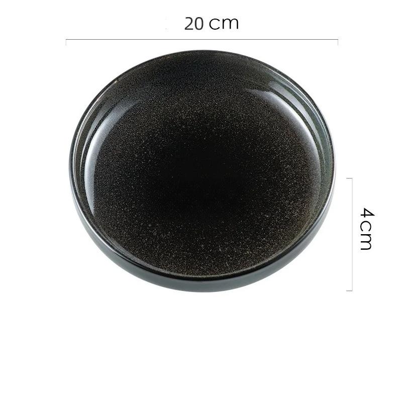 

Simple black and white deep soup plate Western dish round dish salad plates frosted ceramic large baked plate household dishes