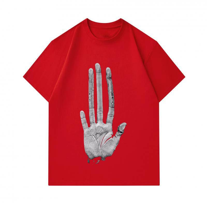 Men's 100% Cotton Crew Neck Short Sleeve T-Shirt, Funny 3D Hand Palm Print Casual Summer Tee, Soft Breathable Lightweight Daily Wear Streetwear Tops F