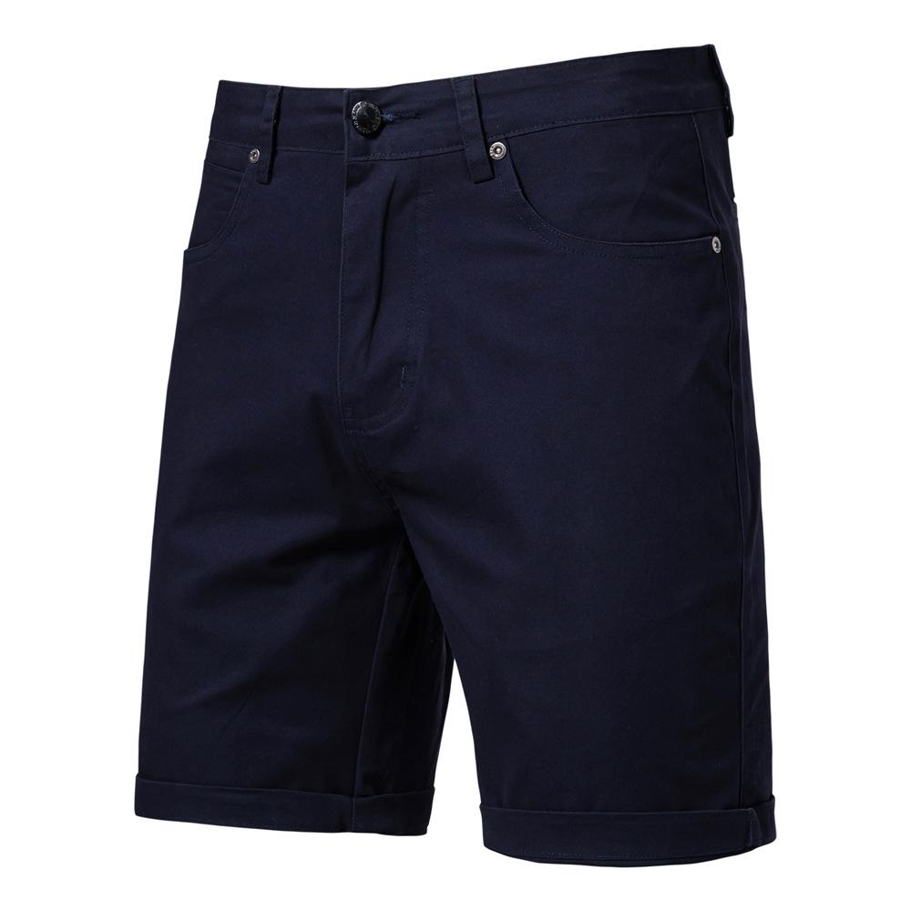 Summer Casual Shorts Straight Leg Slim Fit Five Quarter Length Pants Solid Color Men's Shorts