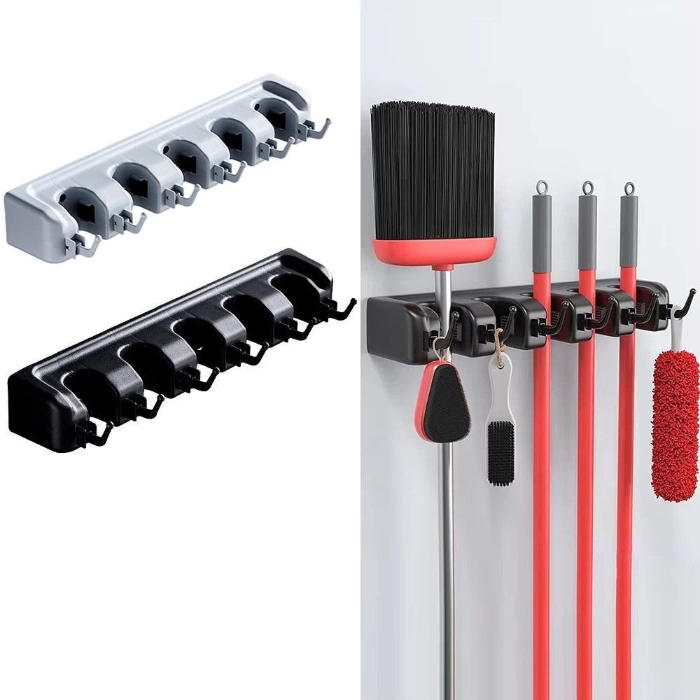 Wall Mounted Mop Holder Plastic Material Bathroom Broom Hanger Mop Fixed Clip  Laundry Room