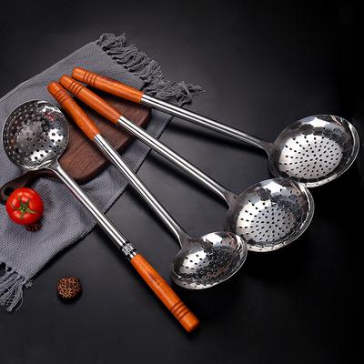 Lebensmittelechter Edelstahl-Sieb, Kochlöffel, Netzsieb zum Abschöpfen von Nudeln, Großer Pfannenwender, Verdickter und Langlebiger Filtersieb-Löffel