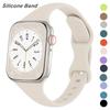 Dünnes Silikonarmband für Apple Watch 40 mm 44 mm 45 mm 41 mm 38 mm 42 mm, einfarbiges Armband für IWatch Serie 1 2 3 4 5 6 SE 7