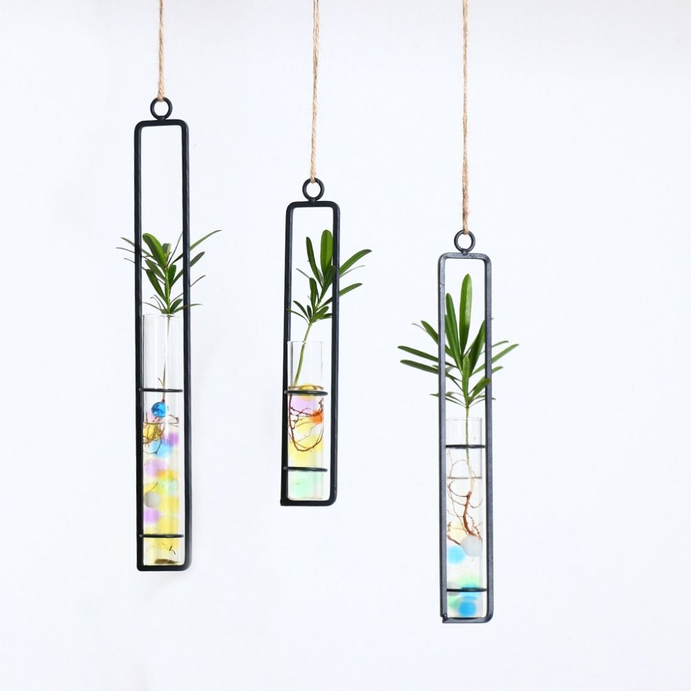 Thickened Hanging Glass Planter Wall Hanging Glass Vase Creative Test Tube Vases  Home Decoration