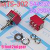 MTS-302 Schalter 9-Pin Kippschalter Rot 2/3 Position ON-ON DPDT Mini-Kippschalter 5A/125V-2A/250V AC MTS-402 Druckschalter