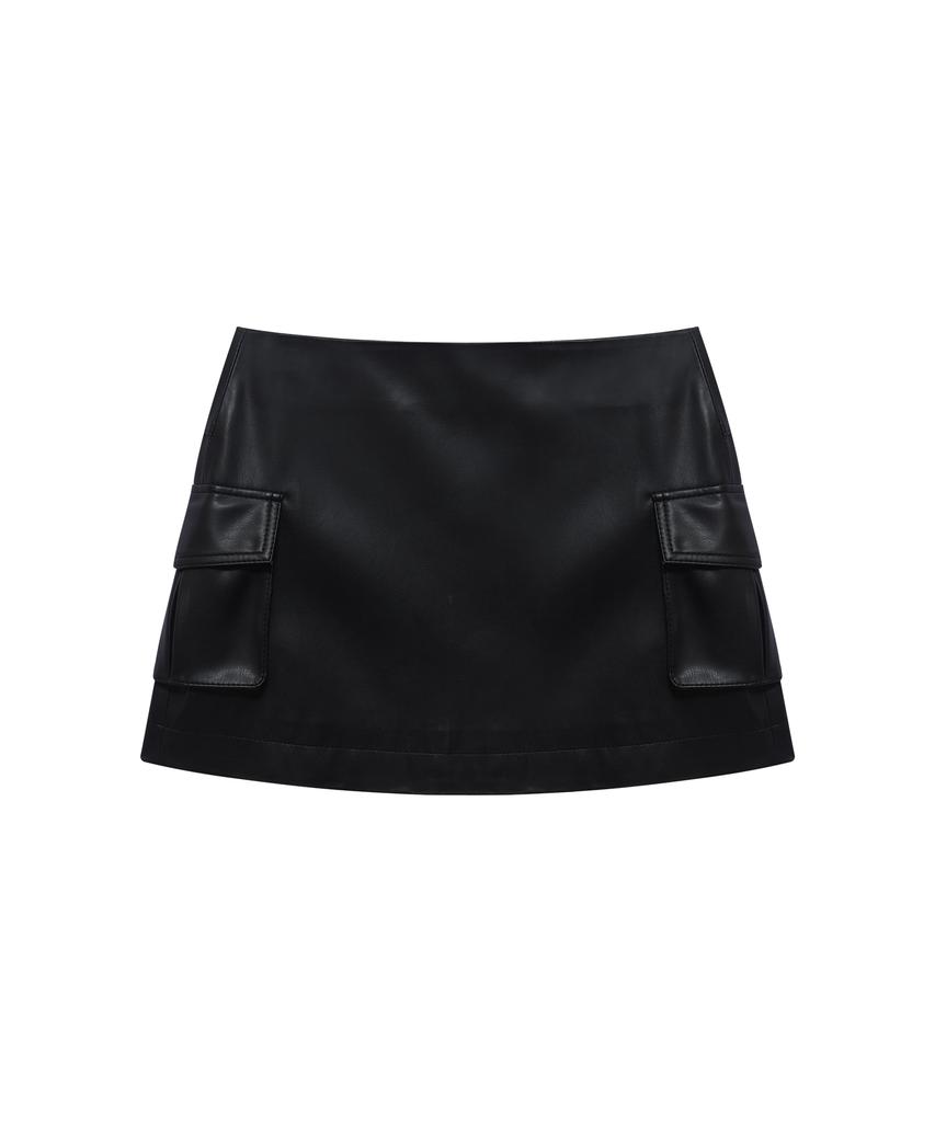 Instant Punk Eco Leather Mini Skirt - Black
