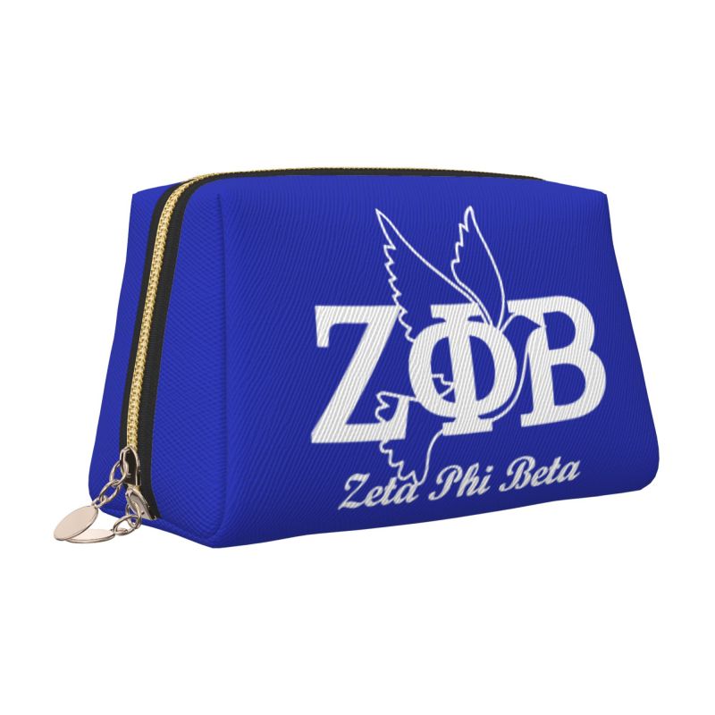Zeta Phi Beta 1920 Print Leather Makeup Bag Women Large Travel Toiletry Pouch Cosmetic Bags Portable Storage Bag Gifts