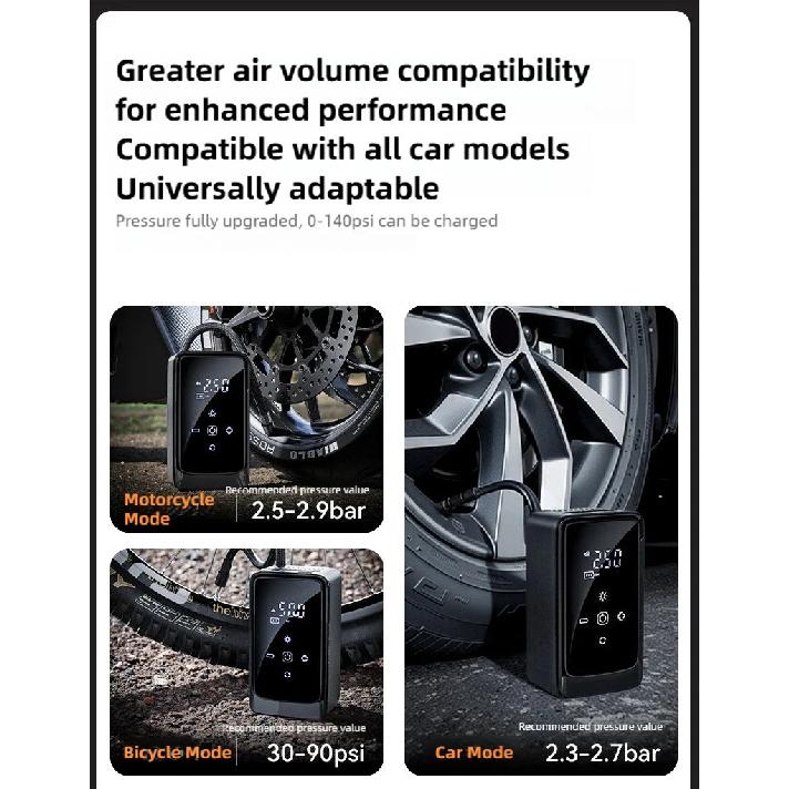 140PSI Portable Bike Pump Smart Wireless Tire Inflator for Bicycles, Balls, Motorcycles, and Cars