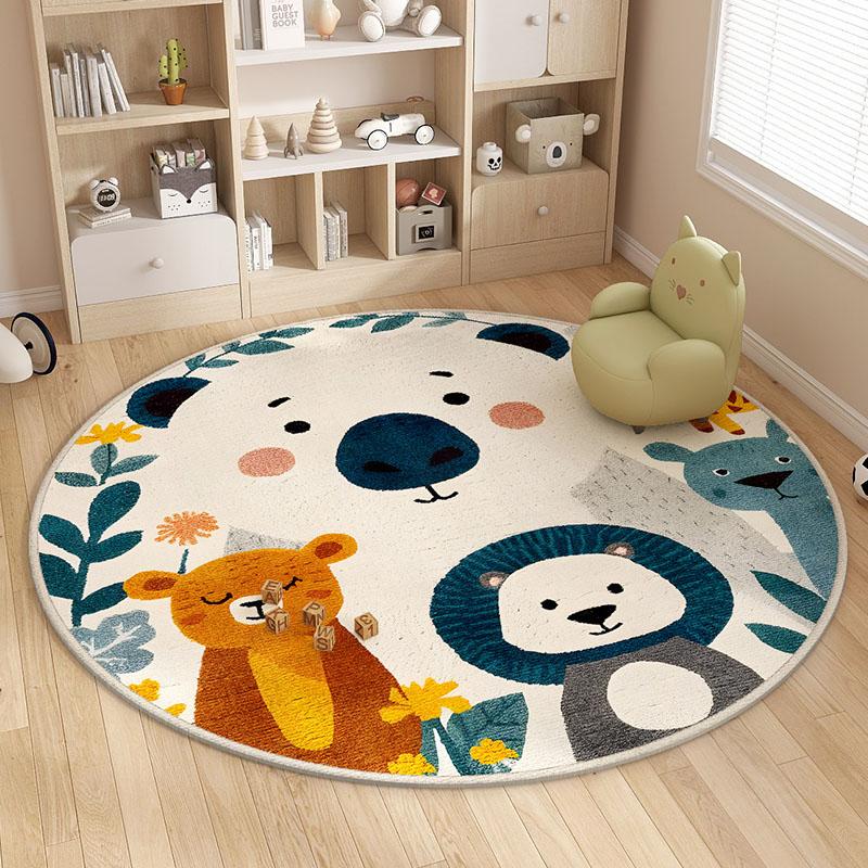 

Cartoon Pattern Plush Carpet Fluffy Soft Round Rugs for Bedroom Living Room Decoration Thicken Bedside Floor Mat 80x80CM