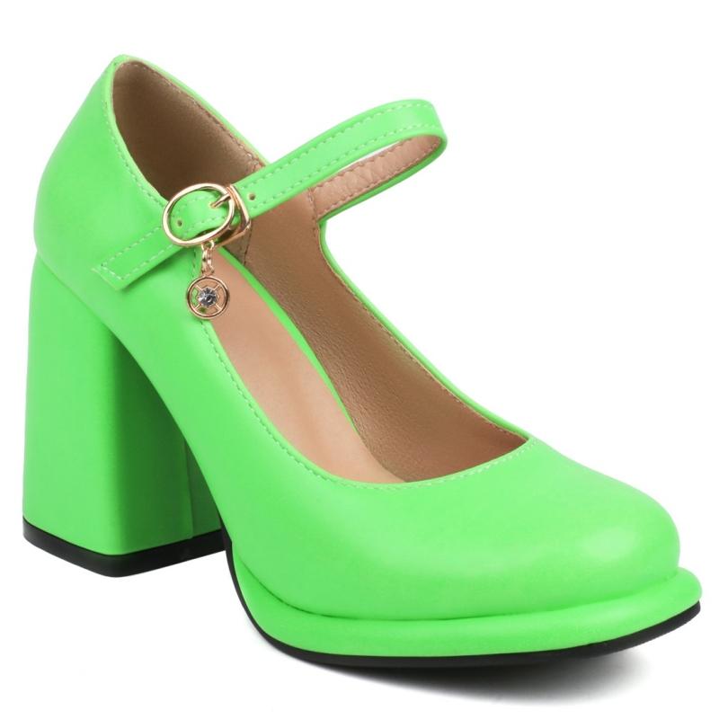 

Модная обувь Мэри Джейн на высоком каблуке, женские туфли-лодочки, элегантные зеленые, черные, белые, женская обувь на каблуке для вечеринки, офиса, свадьбы, большой размер 45 39 зелёный
