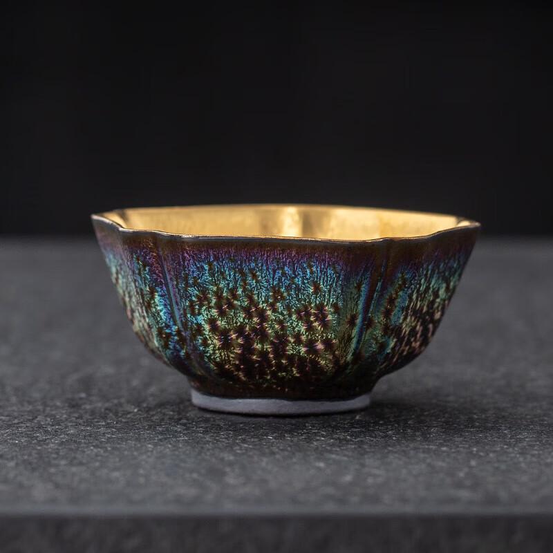 Flambé Glaze Gilt Jianzhan Teacup