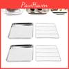 Stainless Steel 4pcs Baking Tray Rack Bbq Roaster Oven Cooling Rack Sheet Square