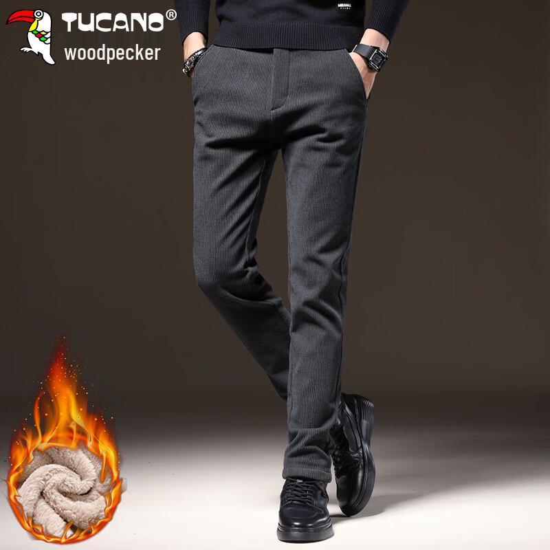 Tucano Men's Autumn/Winter Fleece Lined Straight-Leg Casual Pants