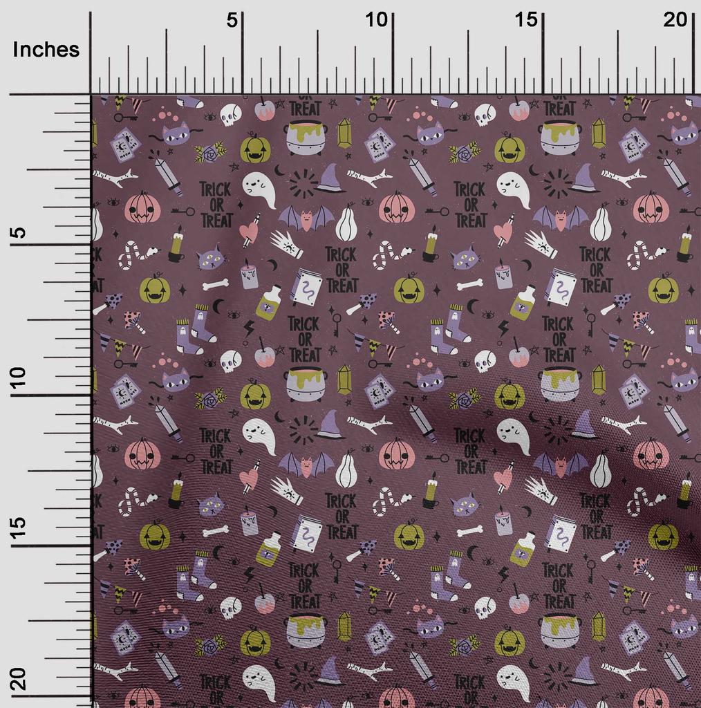 oneOone Cotton Flex Light Yellow Fabric Halloween Sewing Material Print Fabric By The Yard 40 Inch
