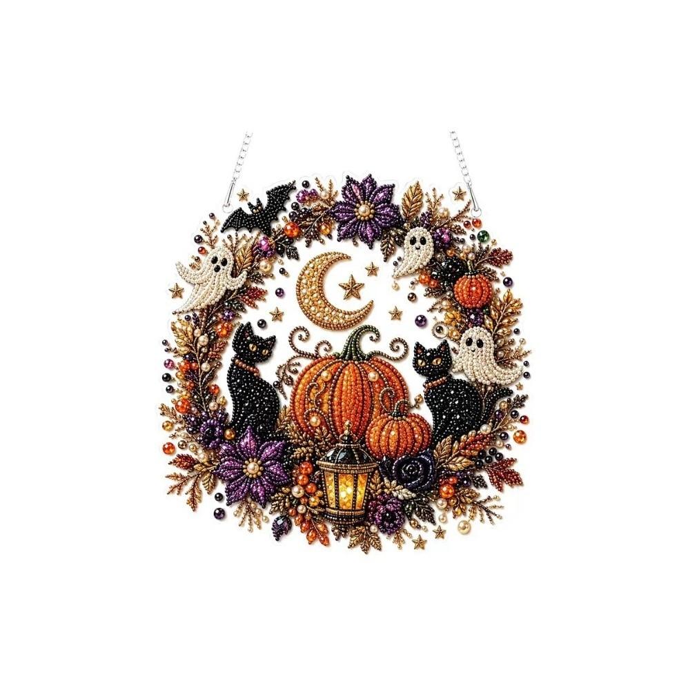 Black Cat Halloween Painting Kit Acrylic Pumpkin Wall Hangings Kit Halloween