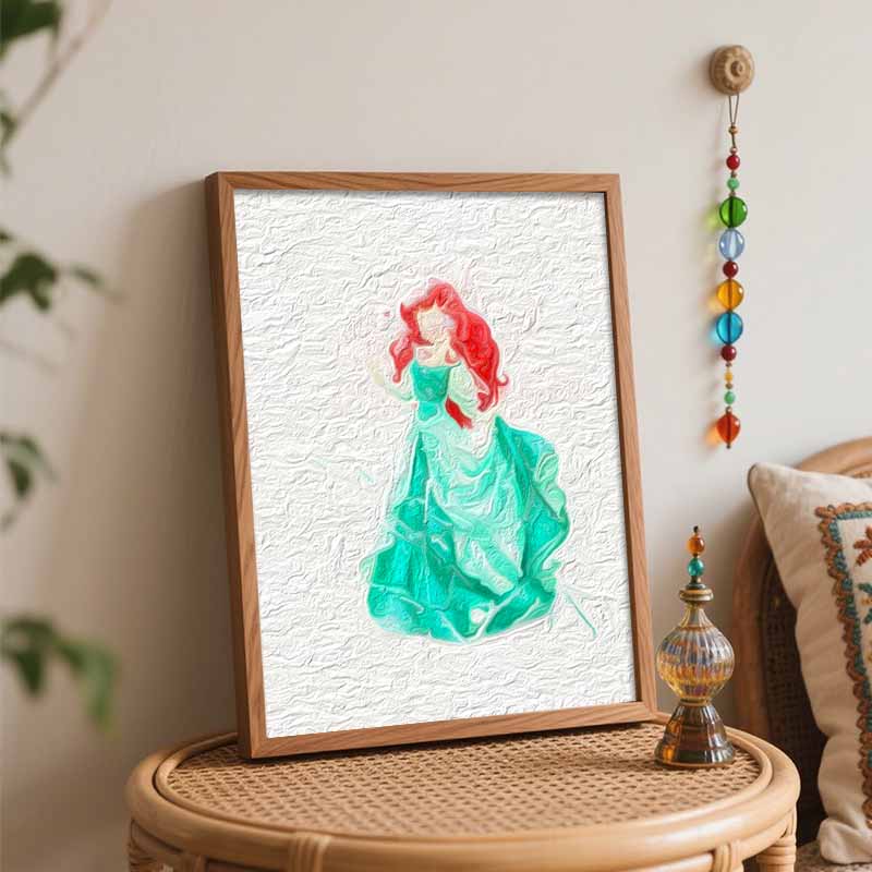Disney Ariel Watercolor Oil Paint by Numbers Painting Kit Handmade Diy Home Decor Gifts Wall Art Craft for Living Room Bedroom Decor