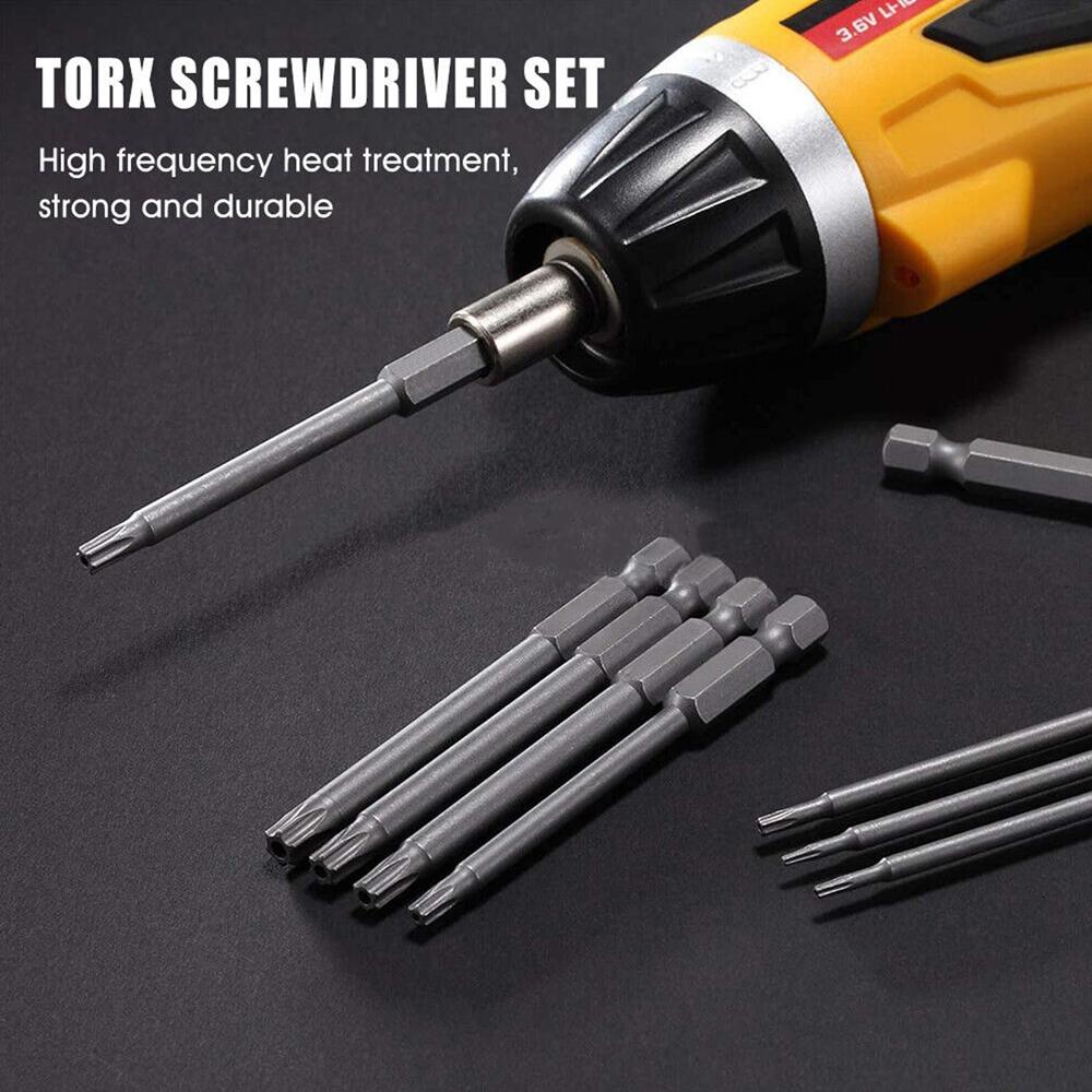 11PCS 1/4" Hex Bits Driver Tamper Proof Security Drill Magnetic Bit Set Torx Screwdriver Flat Head F1FC High Quality 50/100mm