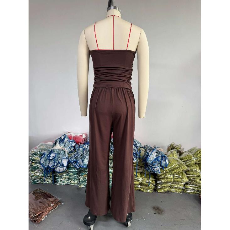 Women's 2026 Summer New Casual Outfit: Tube Top, Long Cardigan, Wide-Leg Pants Three-Piece Set