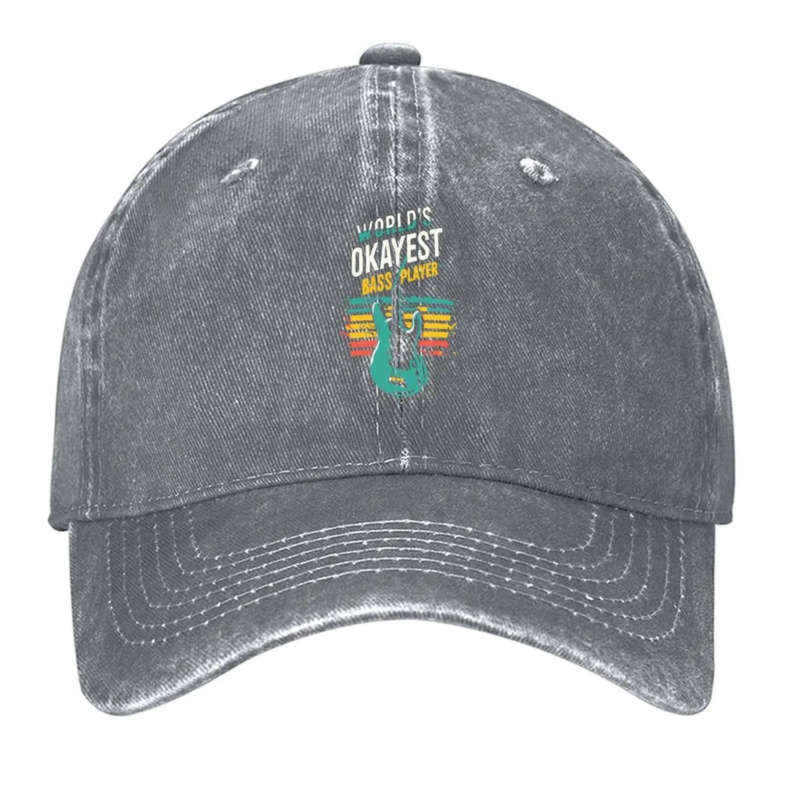 New Worlds Okayest Bass Player Baseball Cap Sunhat Snap Back Hat Christmas Hat Luxury Unisex cap For Women Unisexs