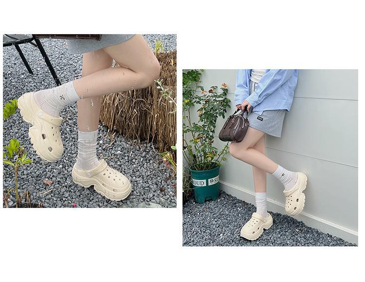 Women's Chunky Height-Boosting Odor-Resistant EVA Beach Sandals - Trendy Summer Baotou Slippers