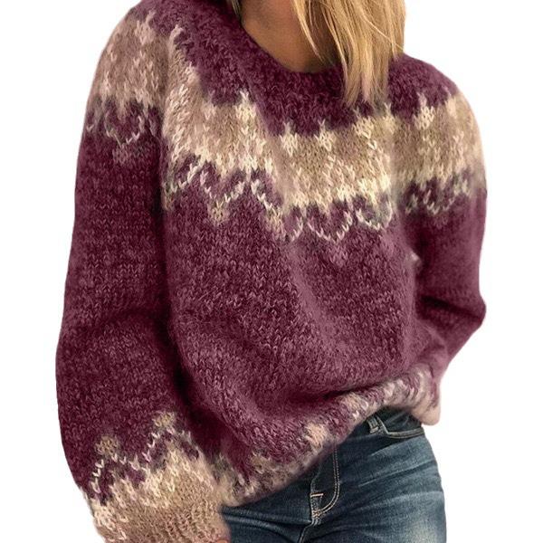 2025 European & American Women's Mohair Chunky Knit Jacquard Sweater - Casual, Loose, Autumn/Winter.