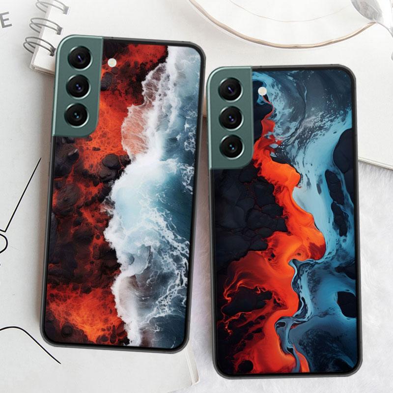 Die Kollision von Lava und Meerwasser Handyhülle Für Samsung Galaxy S22 S25 Ultra S21 S10 Plus S26 Edge S20 S23 S24 FE Hülle Si