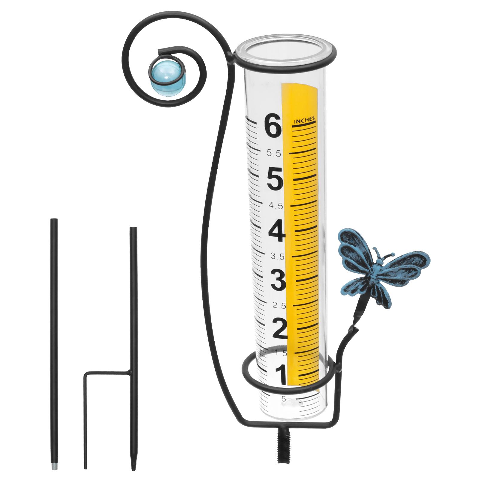 

Outdoor Rain Gauge Tool Garden Freeze Proof Rain Gauge Measurement Water Ground Collect Precise Butterfly Decor Stake