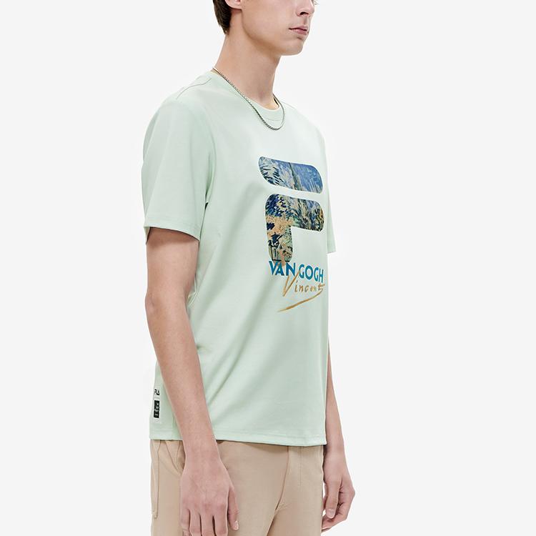Fila X Van Gogh Collaboration Sports Leisure Knit Ammonia Short Sleeve T-Shirt Men Tops Growth-Green F11M228111F-LG