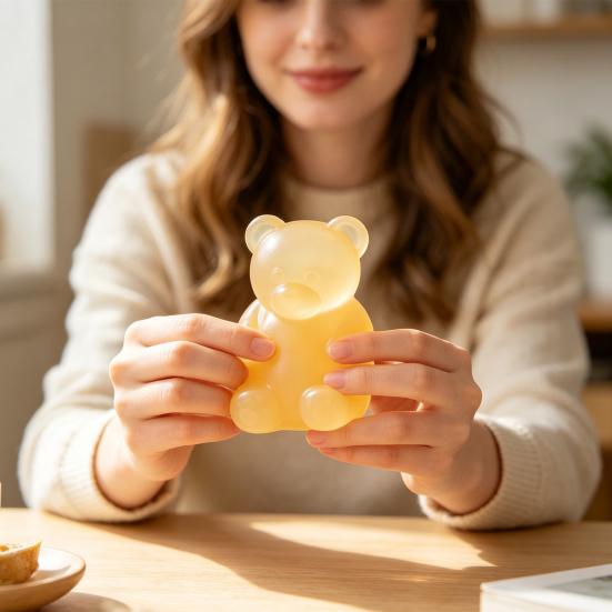 Soft Pinch Toy Bear Shape Stress Relief Toy Elastic Sensory Fidget High Density Ball Durable TPR Ball Portable for Kids Adults Desktop Decor