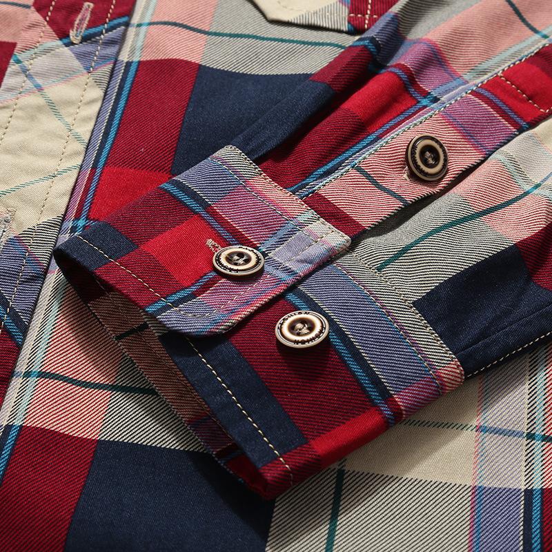 Men's spring and autumn long-sleeved men's shirts pure cotton casual plaid tops large size loose shirts for men