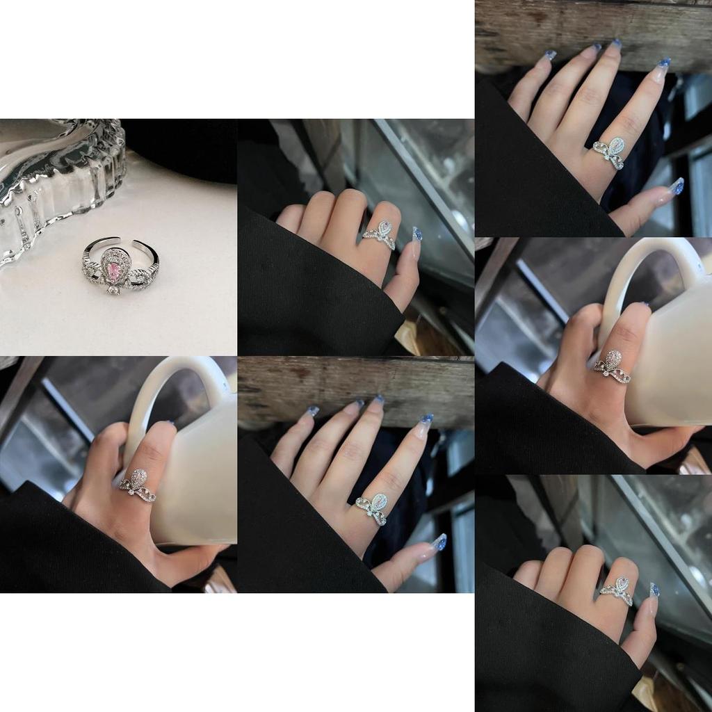 Charming Pink Crown Ring For Women Unique Design Adjustable Copper Fashion Jewelry