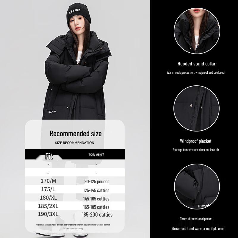 Yalu Women's 2025 Winter Hooded Mid-length Down Jacket