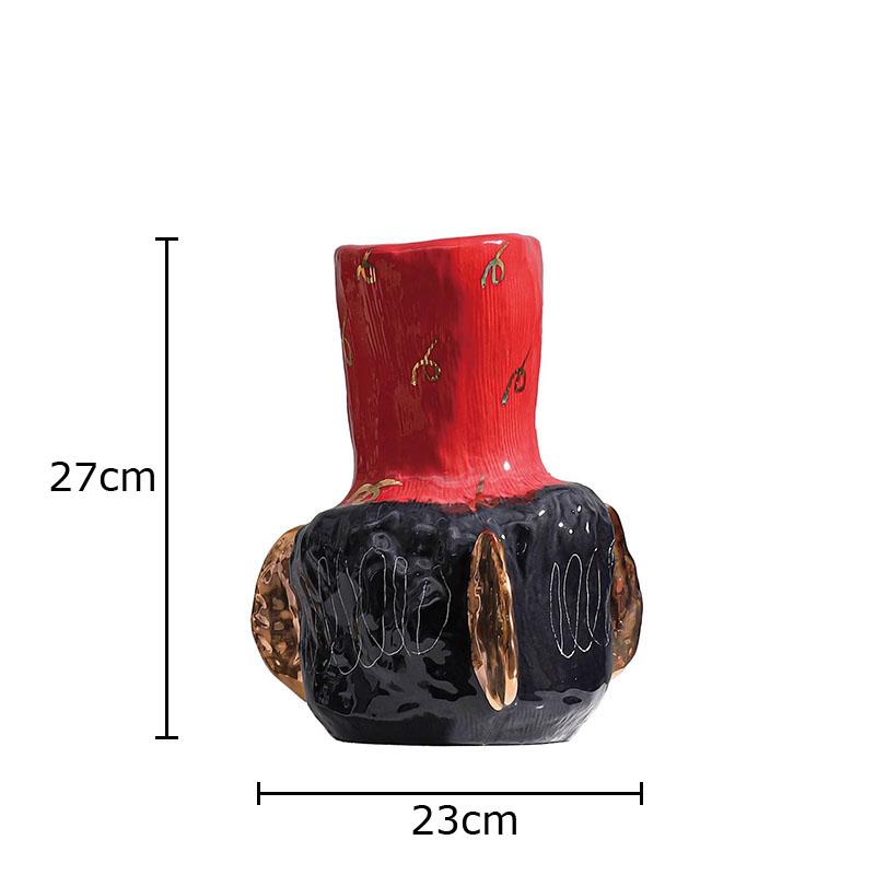 

Creative Irregular Red Ceramic Vase Desk Decoration Flowers Arrangement Artificial Flower Decorative Vases Room Aesthetic Decor