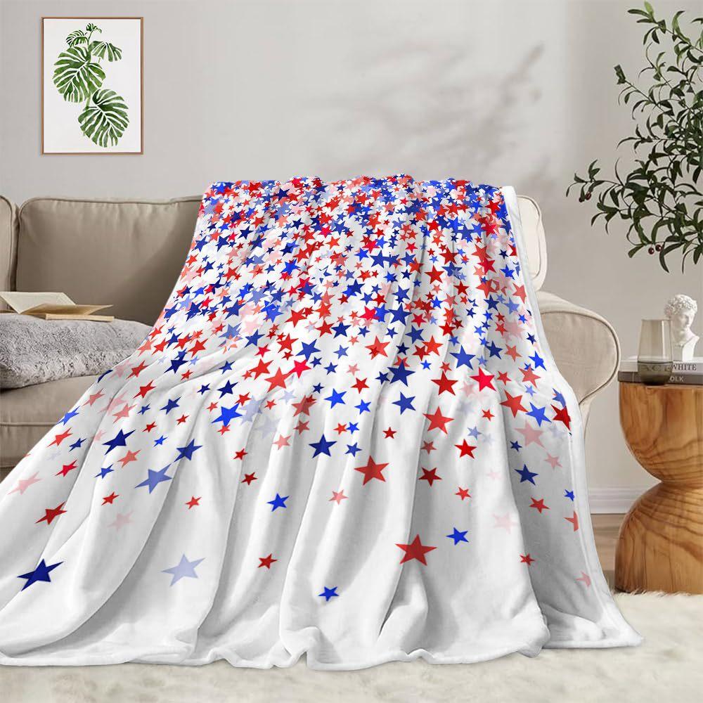 Independence Day design digital-printed polyester Bedroom velvet flannel cover blanket Fleece soft sofa cover blankets for beds