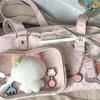 Kawaii Polka Dot Ita Bag Women Star Pocket Shoulder Bag Y2k Style Crossbody Bag With Clear Display Pocket Cute Commuter Handbag