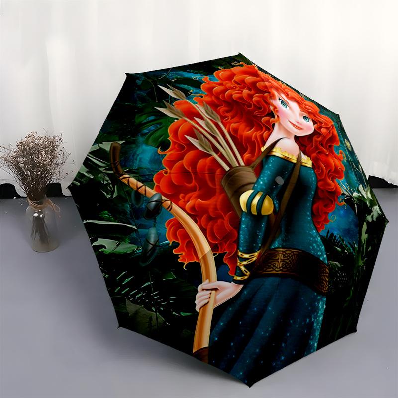 1pc Brave Merida Automatic Folding Umbrella - 3 Folding Design, Vivid Cartoon Pattern, Suitable for Outdoor Activities, A Gift for Fans In A