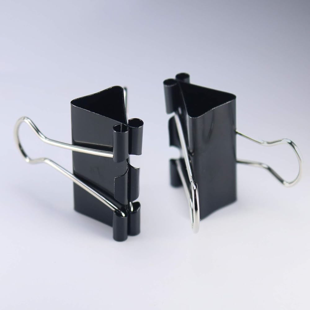 lingzaling Double Clips Set 15mm 19mm 25mm 32mm Metal Black 60 Pcs