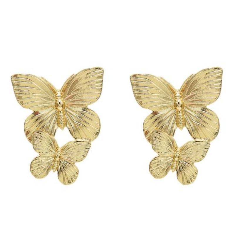 Women's Double Layers Butterfly Long Tassels Rhinestone Hook Linear Earrings