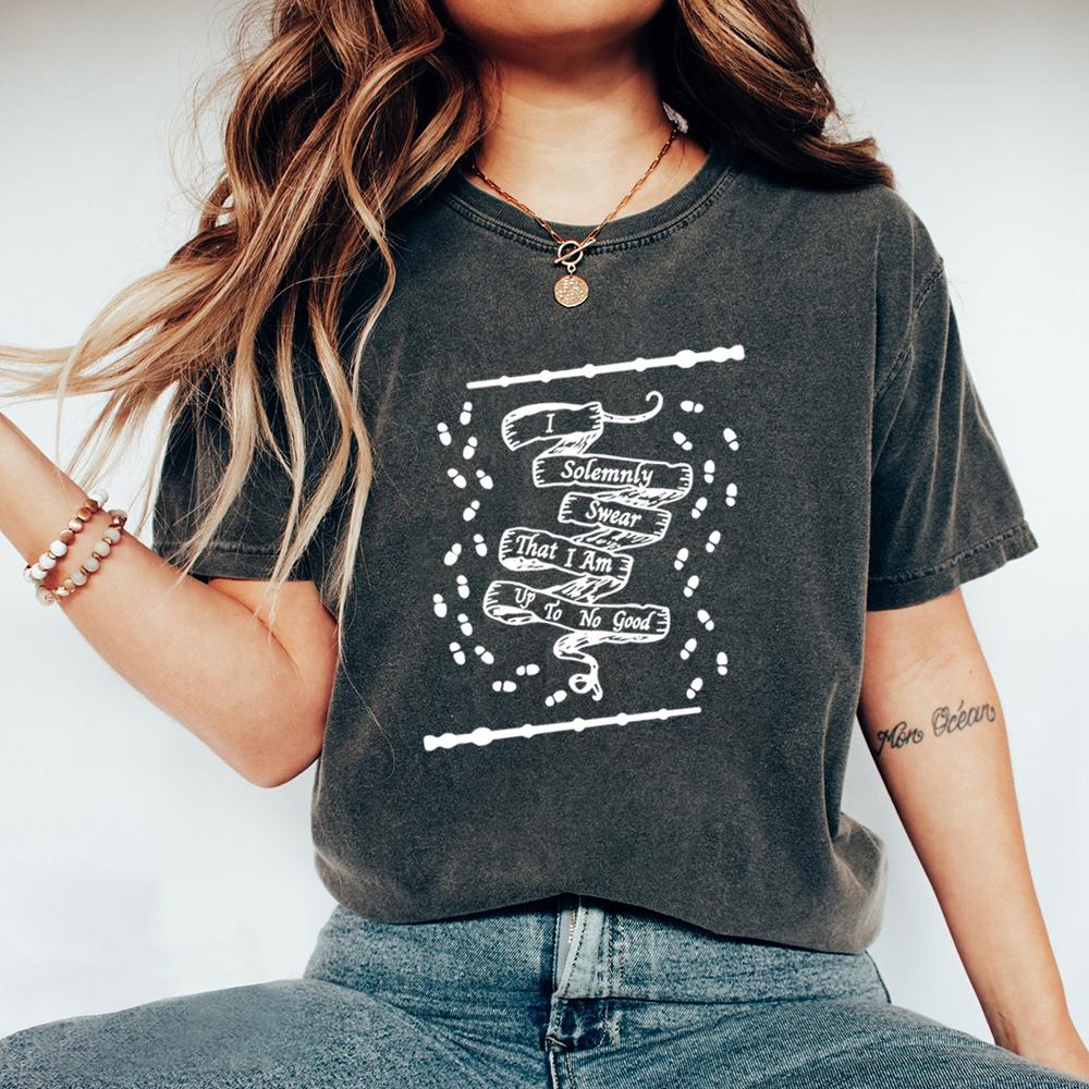 Unisex Top Funny Wizard I Solemnly Swear That I Am Up To No Good Magical Mischief Tee Casual Y2K Top Daily Trendy Streetwear