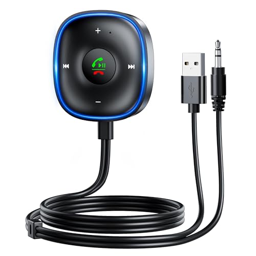 

[Релиз 2025 года и Bluetooth-приемник Aux] Автомобильный Bluetooth-приемник [Двойное подключение и Plug and Play] Bluetooth-приемник Микрофон Шумоподавление B