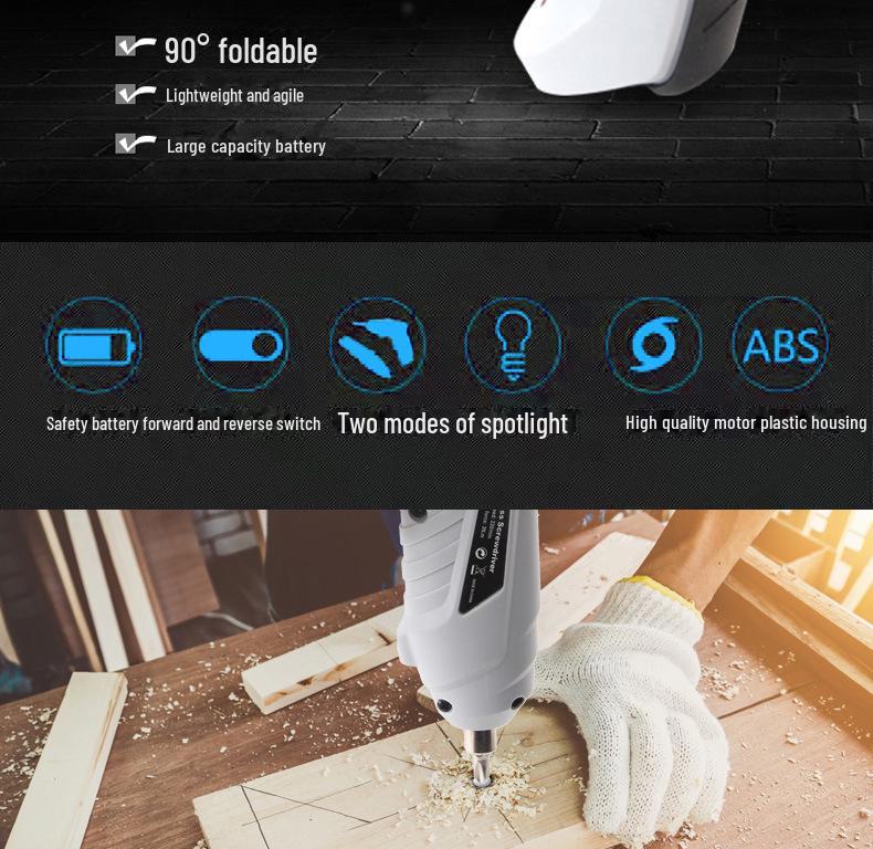 Tianshu 3.6V Folding Rotating Mini Electric Drill & Screwdriver Set