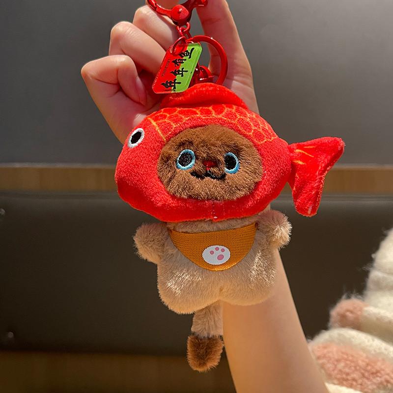 Cat Playful Koi Plush Keychain Adorable Detachable Headset Cute Bag Charm