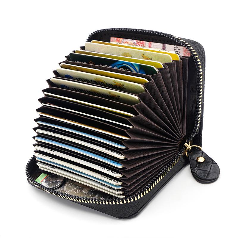 Chic Accordion Card Holder: Woven Zipper Coin Purse with Multi-Card Slots for Men & Women