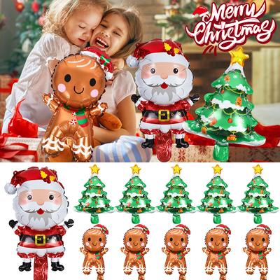 Balões de folha de Natal Mini Árvore de Natal Papai Noel Balão Navidad Ano Novo 2025 Decoração Festa de Aniversário Infantil Suprimentos Presente