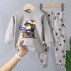 Kids Cotton Thermal Underwear Set Boys Girls Autumn Pajamas Home Wear Long Sleeve Top And Pants Baby Warm Base Layer