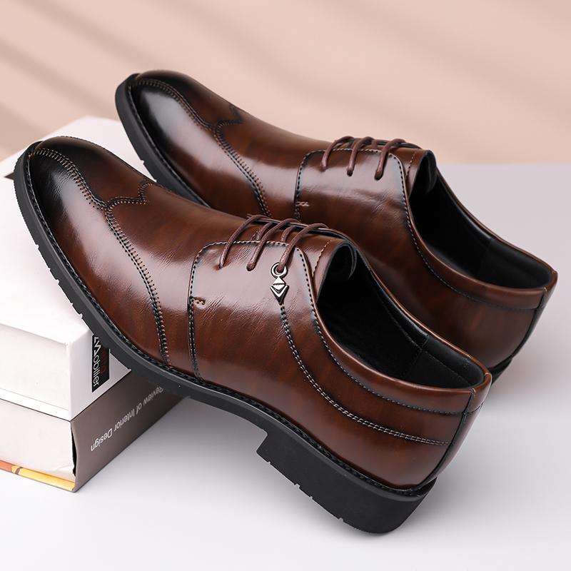 Fashion Men's Classic Oxford Shoes Business Formal Leather Shoes for Office Work Comfortable Dress Shoes for Men Slip-On Lace-Up Flats