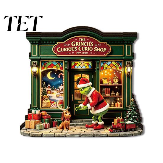 Cozy Living Room Decor Items Christmas Wooden Light Up House Table Ornament, LED Lighted Tabletop Decorations Book Nook Village Decoration for Holiday