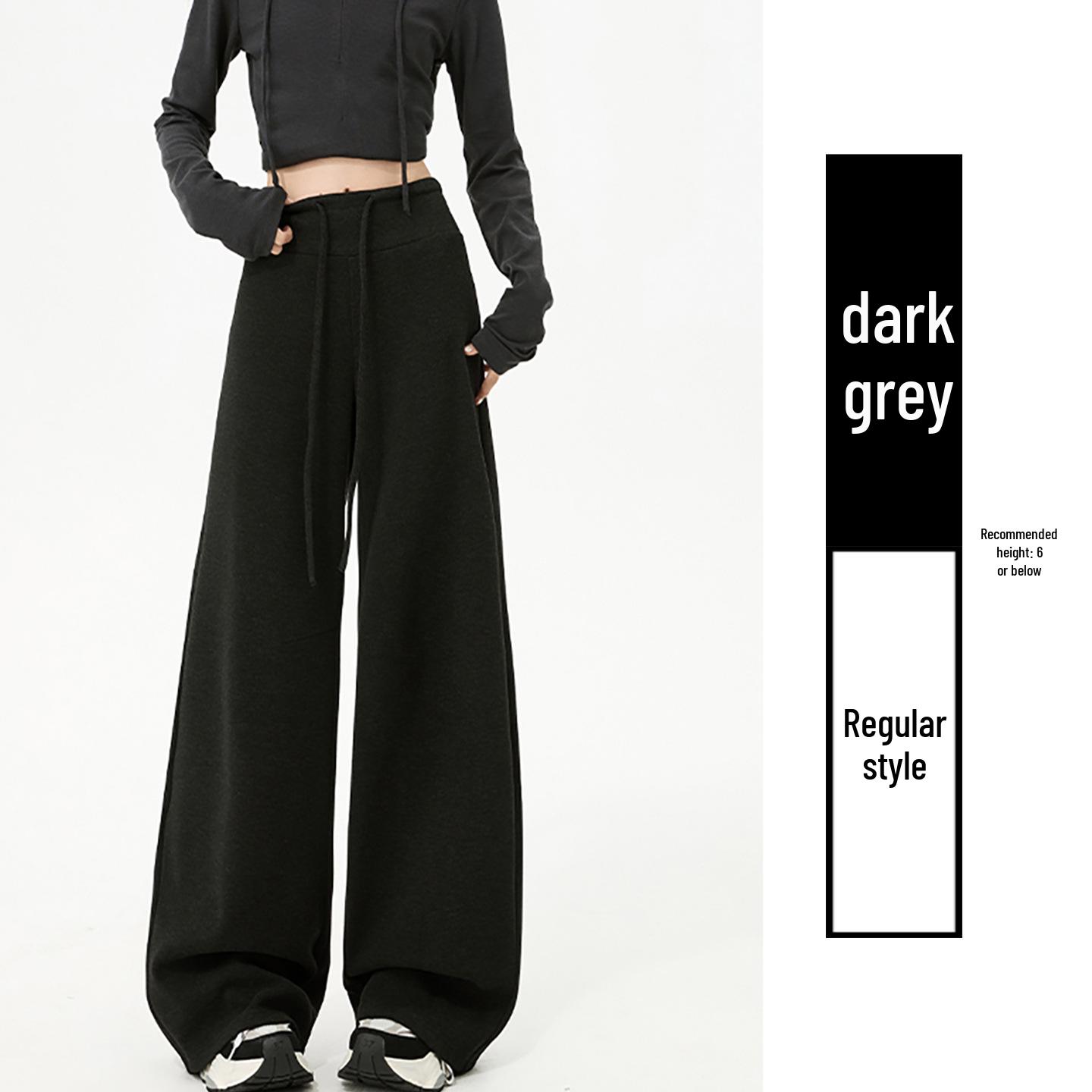 

Women s Off-White Fleece-Lined Wide-Leg Pants, Autumn/Winter, Relaxed Fit, Casual, Good Drape, Straight Leg, Glutinous Rice Air Pants Medium