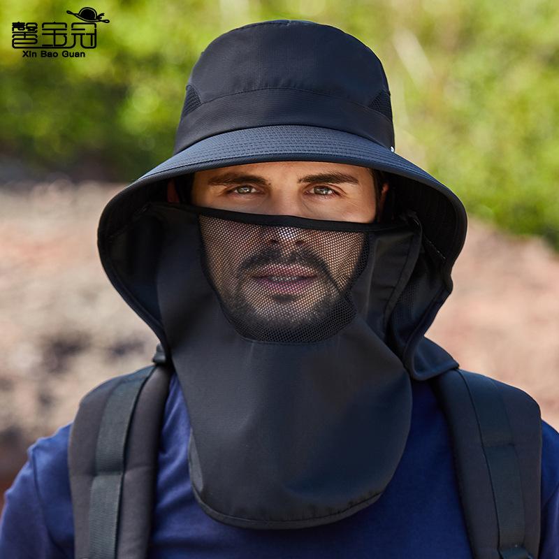 Summer Bucket Hat UV Protection Couple Shawl Fishing Hats Hollow Mesh Sun Protection Big Brim Caps Face Sunscreen Climbing Cap