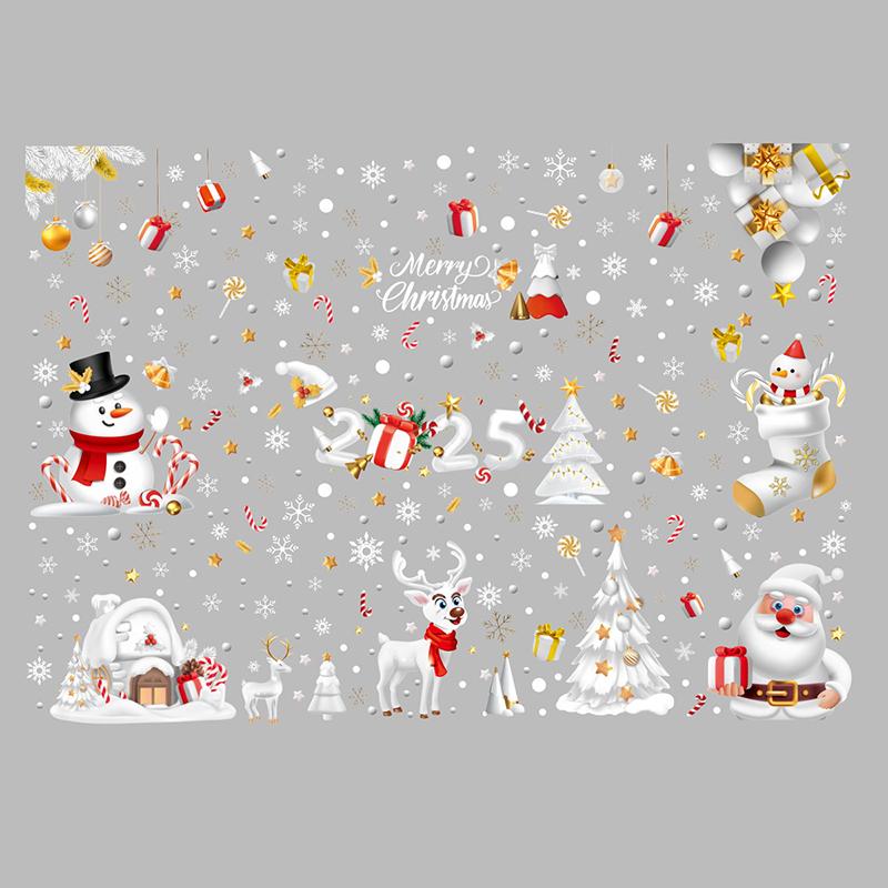 Christmas Candy Snow House Static Sticker, Christmas Glass Window Stickers, Christmas Window Stickers Decoration